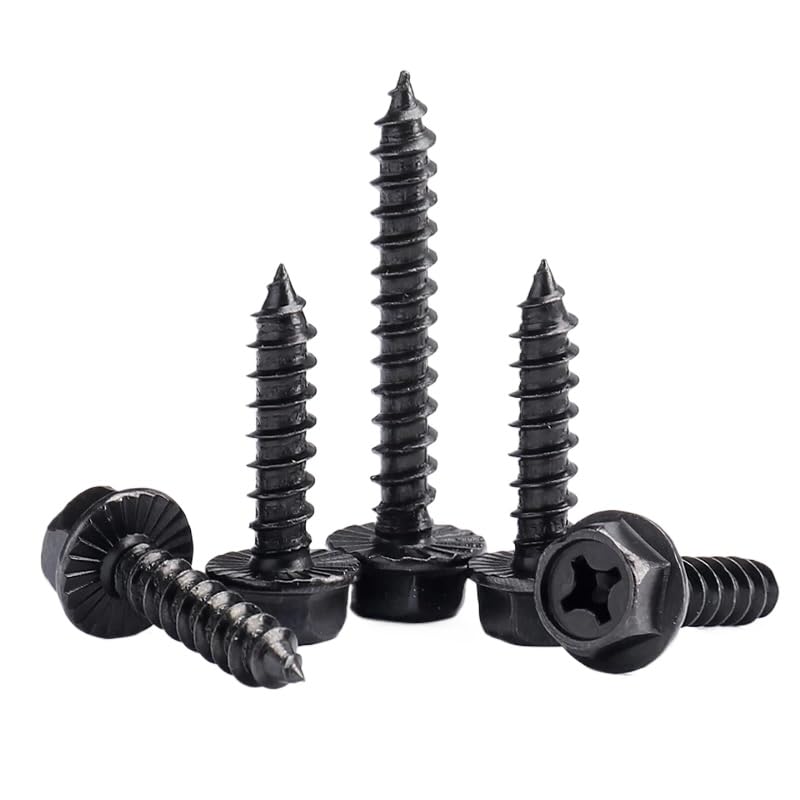 Black Steel Phillips Cross Hex Flange Head Self Tapping Screws M4 M5 M6 M8 (50,M8 x 16mm)