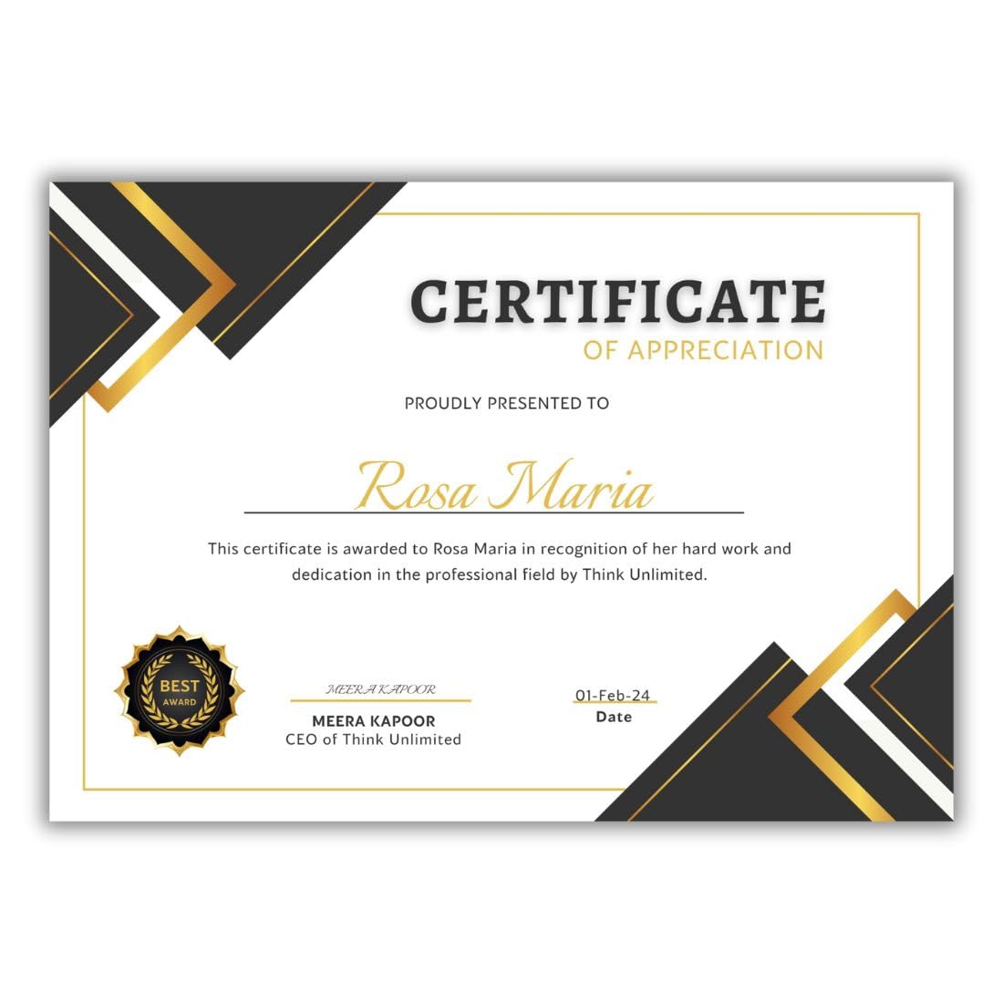 AanyaCentric Pack of 20 A4 Size 8.3 x 11.7 Inch Self Fill-in Certificate of Appreciation Pre Printed on Glossy Photo Paper For Recognition Achievement Completion Award for Student Employee Trainee-image-31