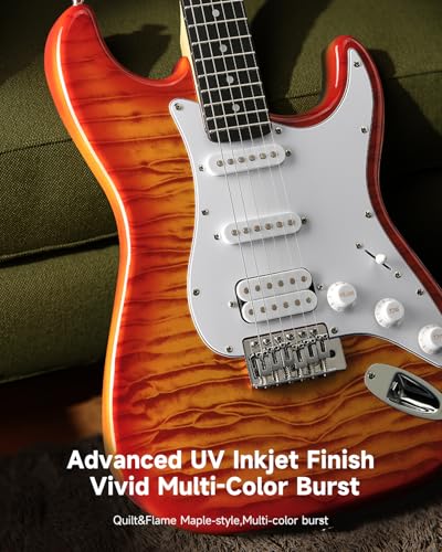 Donner DST-90 39" Beginner Electric Guitar Kit with Amp, Icetea Burst - image 3