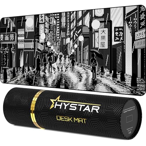 Hystar Gaming Mouse Pad, Soft Textured Cloth Surface, Water Resistant Fabric, 5mm Thick, Bonus Silicone Drink Coaster, Durable Box for Transport, Retro Tokyo Design (Black and White) Hystar Gaming Mouse Pad, Soft Textured Cloth Surface, Water Resistant Fabric, 5mm Thick, Bonus Silicone Drink Coaster, Durable Box for Transport, Retro Tokyo Design (Black and White)