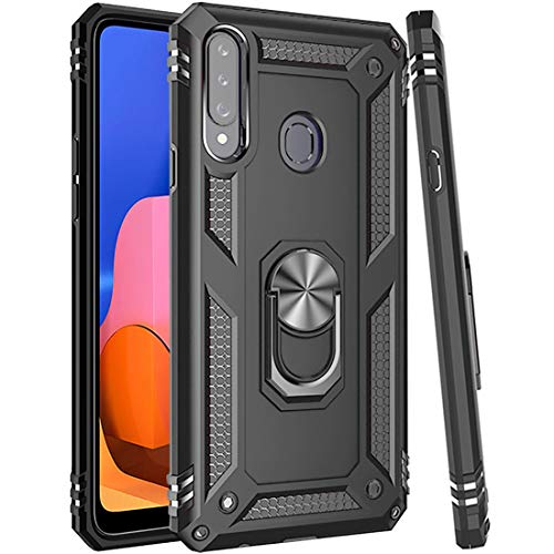 Coque Samsung A20S anti-choc noire avec support magnétique