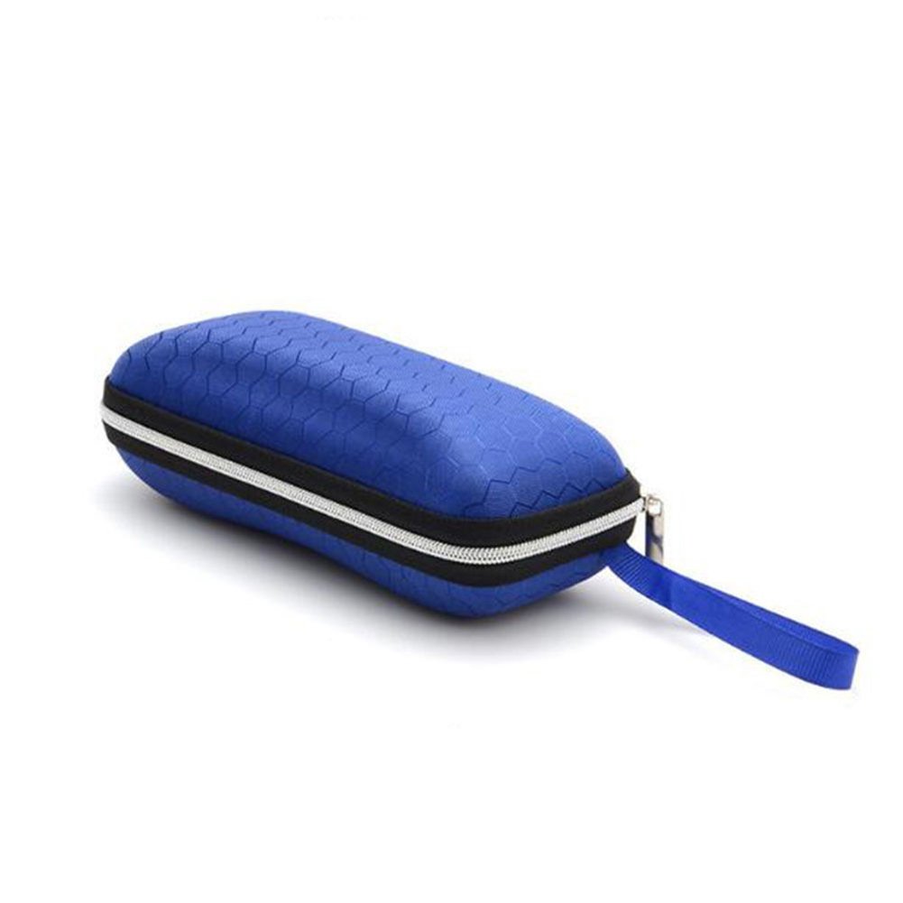 Greenlans Women's Blue Travel Portable Eva Hard Shell Zipper Case Box Eyeglasses Sunglasses Bag With Carabiner Hook