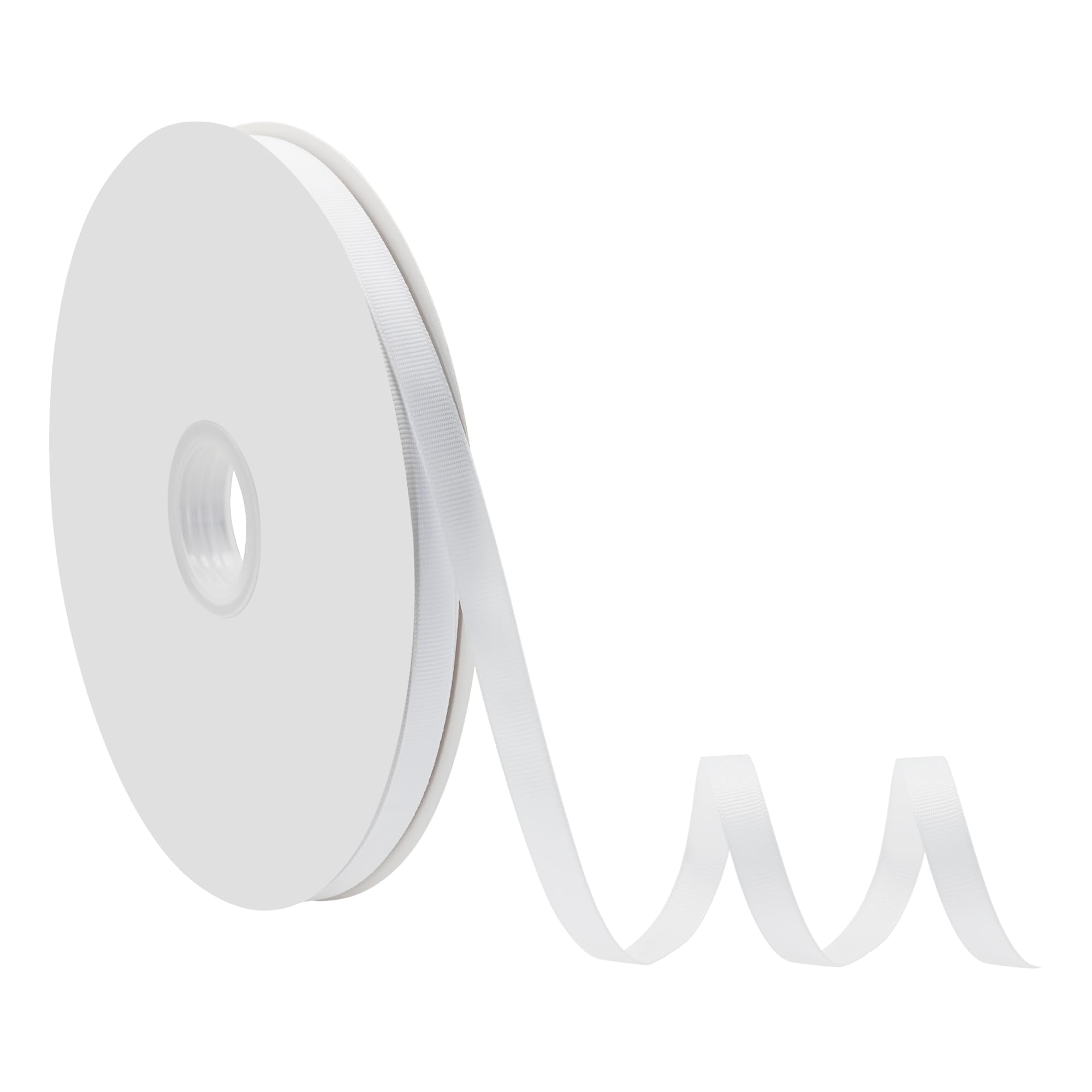 Maclemon 3/8 Inch x 100yds White Grosgrain Ribbon White Ribbon for Gift Wrapping Very Suitable for Weddings Decoration Bouquet Arts Craft Sewing Hair Bow Invitation