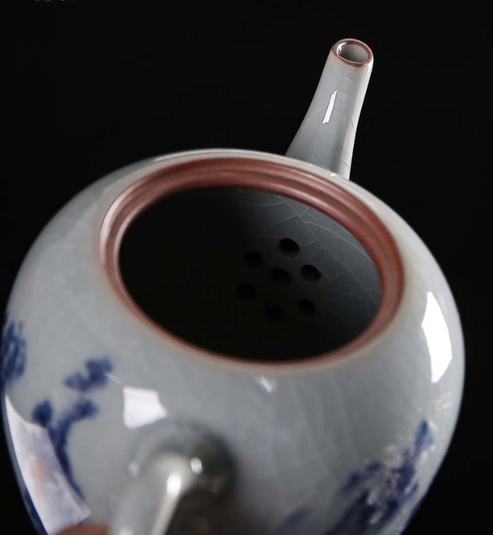 Porcellana Jingdezhen Teiera dipinta a mano di grande capacità blu e bianca porcellana teiera in ceramica, teiera fiore, caffettiera A03