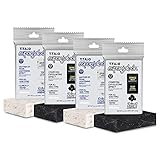 T.Taio Esponjabon Mother of Pearl and Charcoal Soap Sponges — Shower Scrubbers That Remove Oil and Dirt — Sponges to Scrub Foot, Elbow and Face — Bathroom Accessories — Fresh Scent (4-Pack)