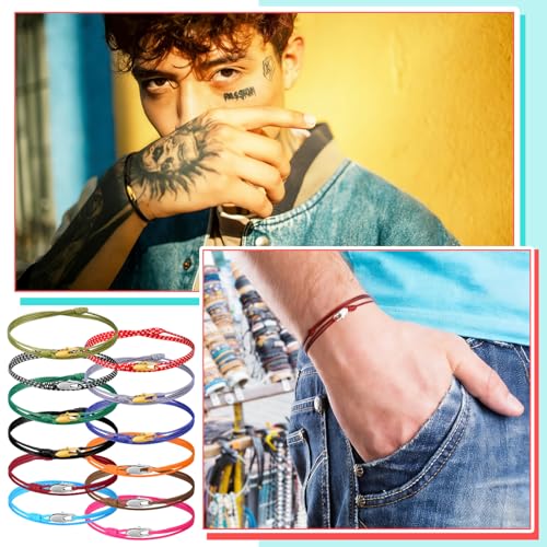Liliaafar 12 Pcs Surfer Bracelet Anklet with Snap Hook Clasp Waterproof Adjustable Thin String Ankle Bracelets for Men Women