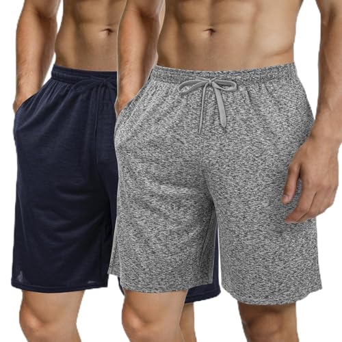 EMPTYPOP Men's Athletic Shorts Quick Dry Workout Gym Basketball Mens Shorts, 2-Pack Breathable Running Shorts with Pockets
