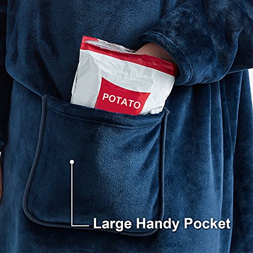 Hansleep Wearable Blanket Hoodie For Kids, Hoodie Blanket With Pockets And Sleeves Sweatshirt For Teens As A Gift - Navy Kids #TOP4