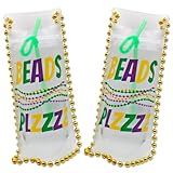 NeckSip Beads Plz Wearable Drink Pouches (16oz, 2-Pack, Gold Beads) – Mardi Gras Parades, Bead Tossing, Carnival Parties, Street Festivals, Balcony Celebrations, and Bold, Bead-Filled Fun