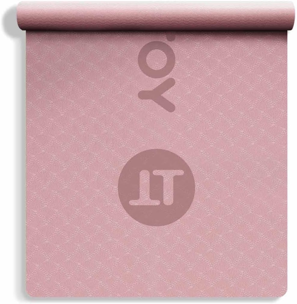 YOTTOY Thick Yoga Mat for Home Workout,183 * 61 * 0.8mm Non-Slip Exercise Fitness Yoga Mats,Eco-Friendly TPE Exercise Mats for Home Workout with strap