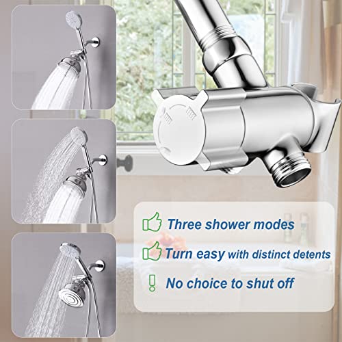 Uvish High Pressure All Metal 3 Way Shower Diverter Valve With Hand Holder, G1/2 Arm for Head, Bathroom Universal System Replacement Part, Chrome - Thumbnail 6