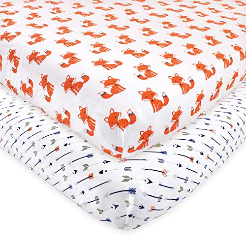 Image of Hudson Baby Unisex Baby Cotton Fitted Crib Sheet, Foxes, One Size