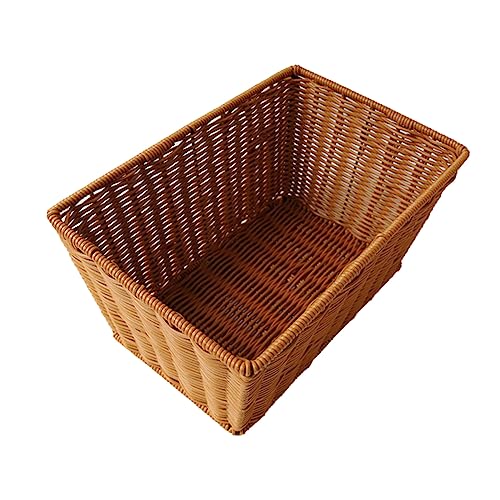 MUSISALY 1pc Fruit Vegetables Basket Woven Storage Baskets Pantry Organizer Bin Willow Basket Tray Rattan Vegetable Basket Rectangular Woven Basket Wicker Storage Basket Wooden re-usable