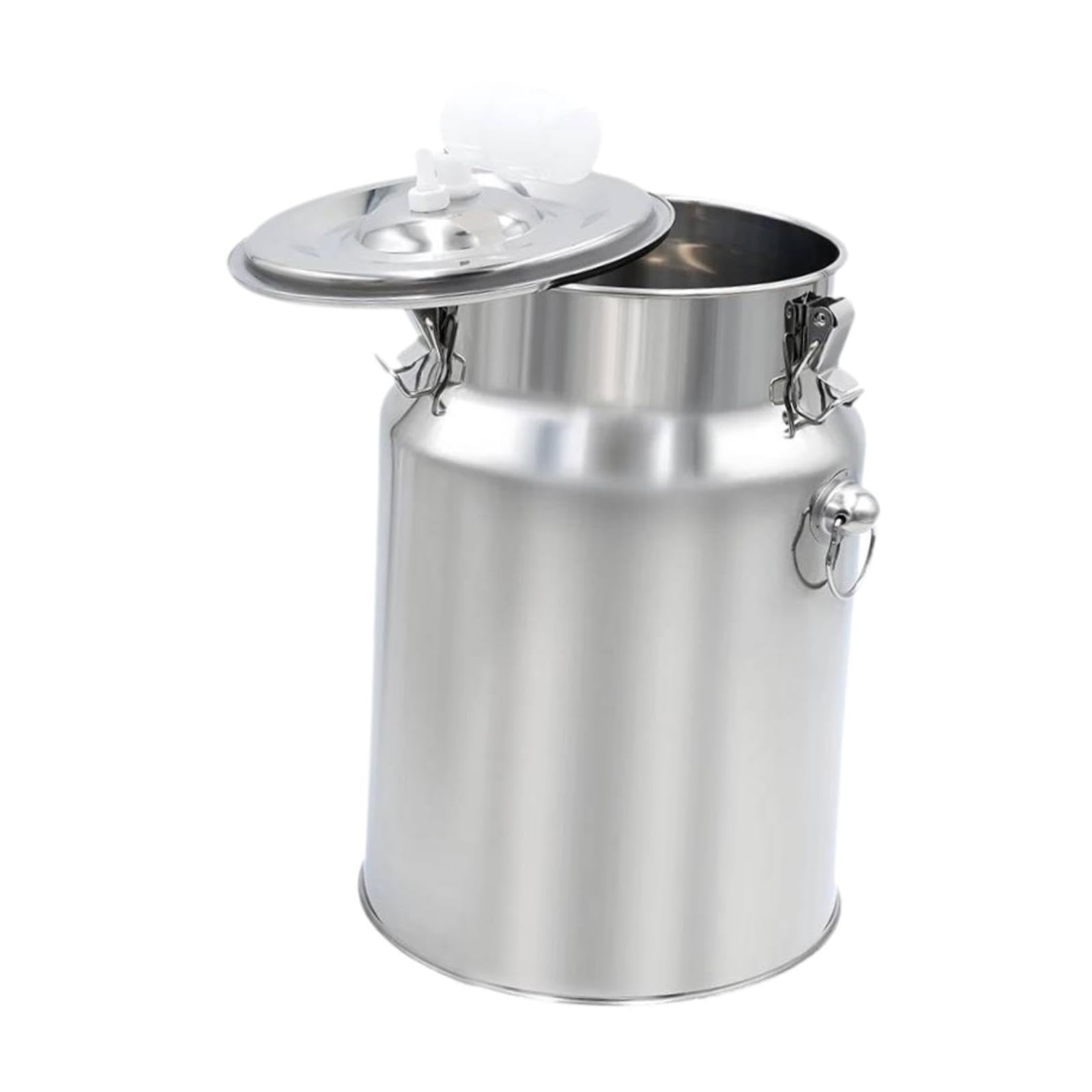 Système de traite électrique pour vaches et chèvres avec seau à traire en acier inoxydable de grande capacité et fiable. Kit de machine à traire avec seau en acier, Argent, 10 L