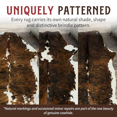 Tapete de Cuero Natural 5x7 ft Brindle miniatura 5