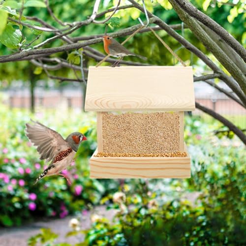 Mangeoire à oiseaux visible toit maison suspendue jardin anti-écureuil - 3