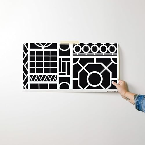 Miniatura 7 de Spoonflower Peel & Stick Wallpaper Swatch - Trellis Black White Circles Graffiti Chinoiserie Palm Beach China Custom Removable Wallpaper