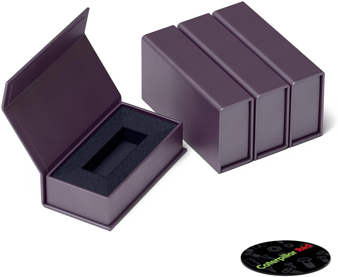 4 x Magnetic USB Presentation Gift Boxes, Dark Purple, for Flash Drives, Removable Drives, Wedding and Photography