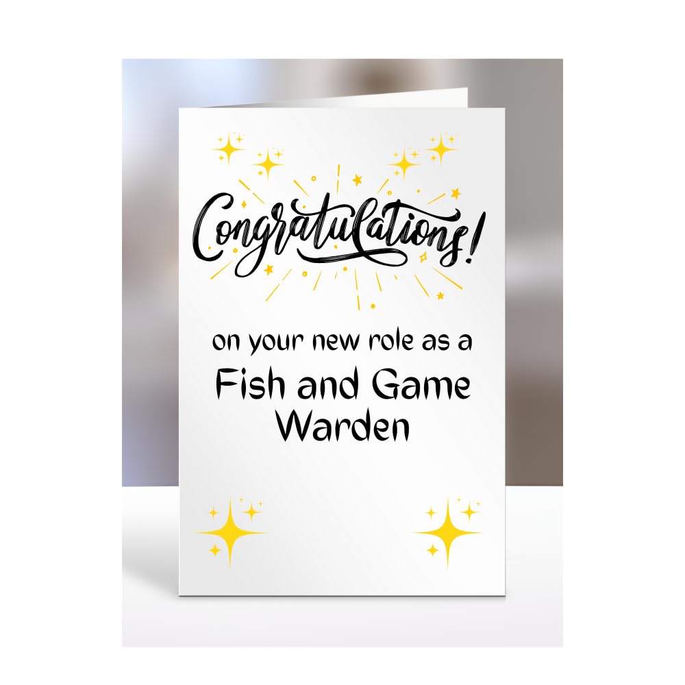 Congratulations on your new role as Fish and Game Warden card, for men, women, colleague, boss, manager, supervisor, friend, gifts or presents, A5-222b_23 — image 1