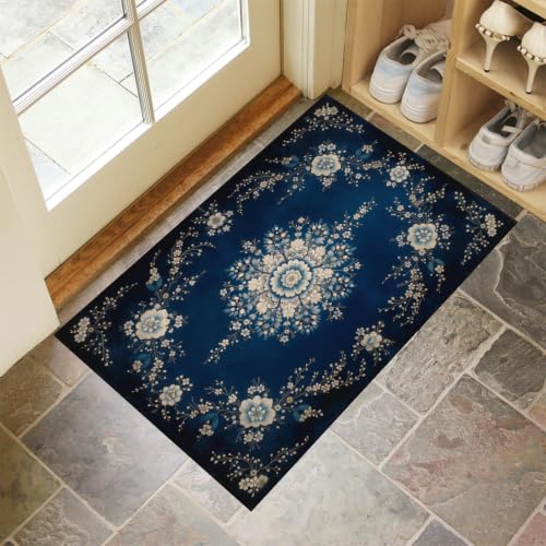 Tapis de sol antidérapant et absorbant floral retro