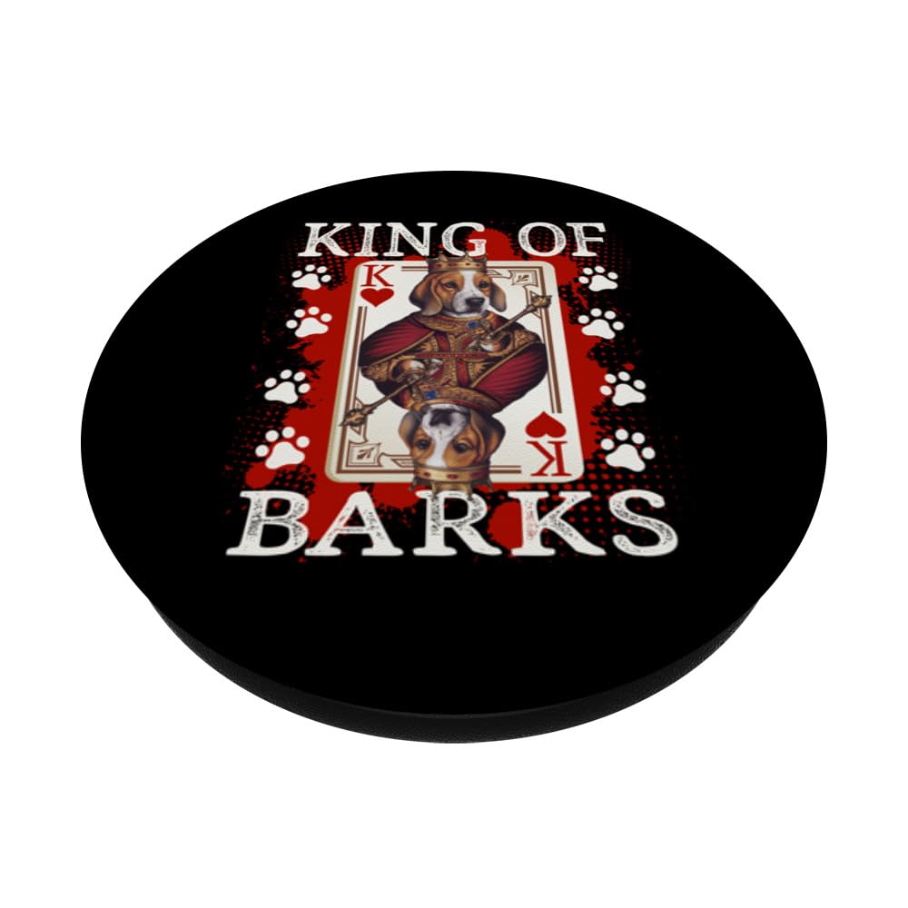 Beagle King of Barks & King of hearts Poker Card Beagle Dog PopSockets Swappable PopGrip, Black - Image 2