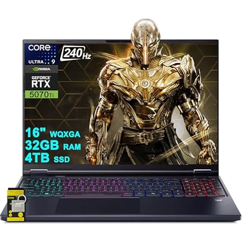 Acer Predator Helios Neo 16S AI Gaming Laptop 16" 2560x1600 OLED 240Hz (100% DCI-P3) Intel 24-core Ultra 9 275HX 32GB RAM 4TB SSD GeForce RTX 5070 Ti DLSS4 (Up to 992 AI Tops) Win11 ICP Acc