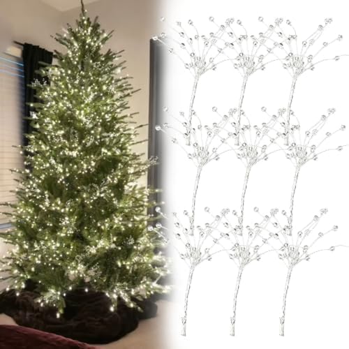 30PCS Christmas Tree Crystal Picks, Crystal Branches Stems