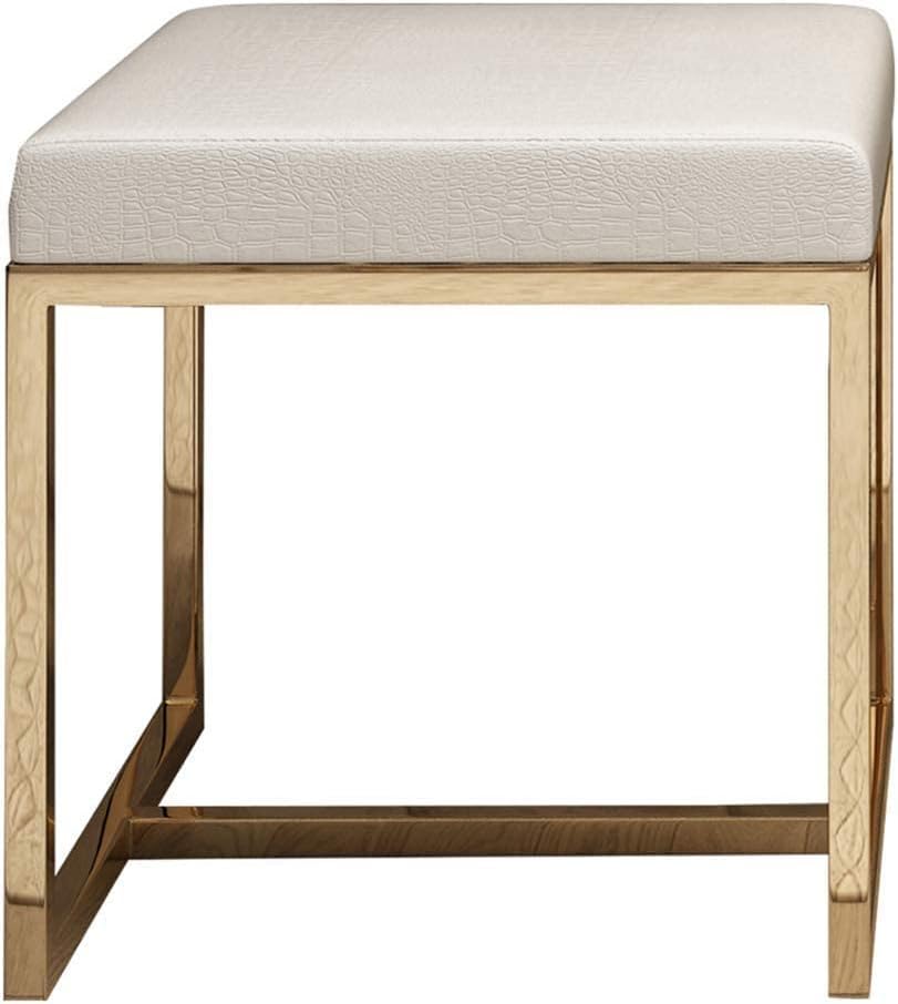 Taburete blanco reposapiés y asiento de piel para aliviar fatiga