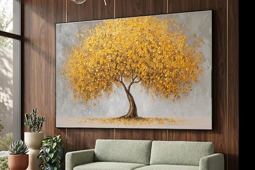 Œuvre d'art sur toile arbre d'automne doré tableau de nature - 2