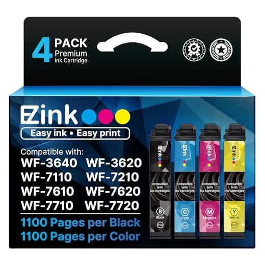 E-Z Ink (TM Remanufactured Ink Cartridge Replacement for Epson 252XL 252 XL T252XL120 to use with Workforce WF-7110 WF-7720 WF-7710 WF-3620 WF-3640 (1 Large Black, 1 Cyan, 1 Magenta, 1 Yellow) 4 Pack