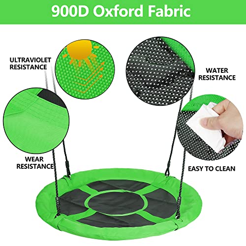 Super Deal 40 Inch Green Saucer Tree Swing Set For Kids Adults 800Lb Weight Capacity Waterproof Flying Swing Seat Textilene Fabric With Adjustable Hanging Ropes For Outdoor Playground, Backyard #TOP4