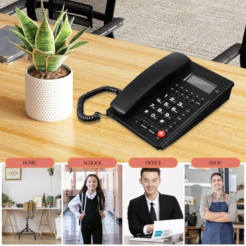 Téléphone fixe filaire à grosses touches SHINEOFI évite les erreurs de frappe des seniors