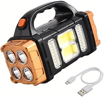 YXQUA Searchlights, High Lumens LED Work Light Multipurpose Flashlight with Searchlight and Lantern Features - Rechargeable Outdoor Waterproof Solar Flashlight