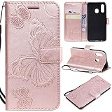 nancencencen - Carcasa para Samsung Galaxy A20, A30, M10S 2019, diseño de mariposas, color oro rosa