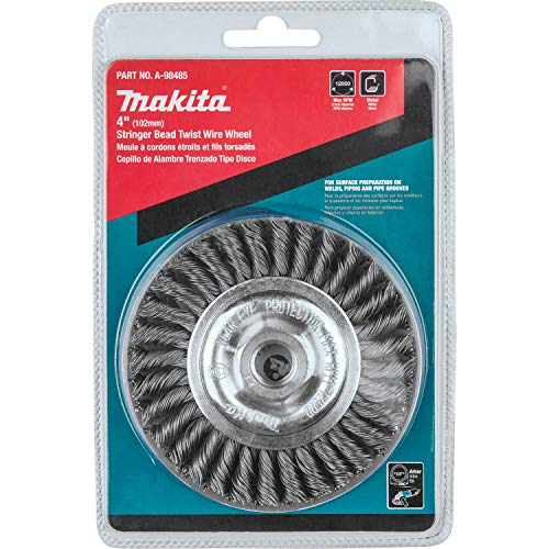 Image of Makita A-98485 4 inch Stringer Bead Twist Wire Wheel, 5 /8 inch-11