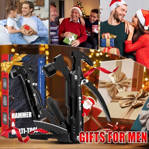Valentines Day Gifts for Him, BIBURY Hammer Multitool, 12-in-1 Survival Gear Outdoor Multi Tool, Anniversary Birthday Gift for Men Dad Husband Him Grandpa, Camping Essentials Gear Tools - Image 4