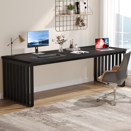 Tribesigns 180 cm Schreibtisch, großer Computertisch PC Tisch Bürotisch mit robustem Metallgestell, Arbeitsstation für Home Office zu Hause Schreibtische, Konferenztisch (ohne Stuhl) (Schwarz)