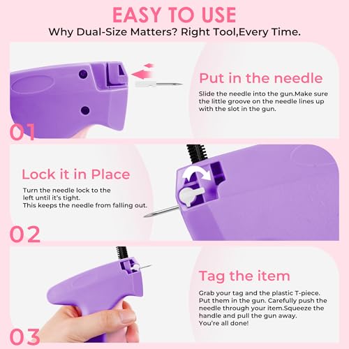 Image of Stitch Gun for Clothes - Handheld Stitch Gun Quick Clothing Fixer - Tagging Gun - Includes 6 Needle, 1000 Black Fasteners & 1000 White Fasteners