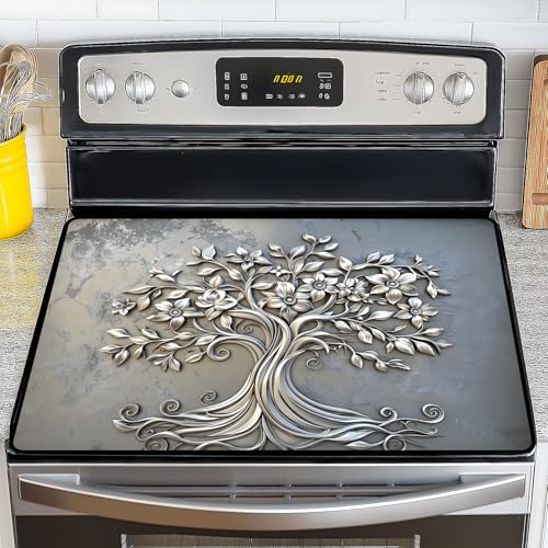 Image of Stove Top Cover for Electric Stove,Glass Stove Top Cover, Heat Resistant Glass Cooktop Cover, Stovetop Protector, Kitchen Decor, Dish Drying Mats Cover for Ceramic Washer Top 28.5x20.5 inch