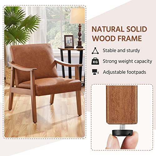 Fauteuil salon ergonomique bois & PU 136 kg Yaheetech
