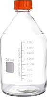 Vista 2 de Moonetto Botella de vidrio redonda de una pieza de 2 litros con tapa naranja de polipropileno GL45 (67.6 fl oz)