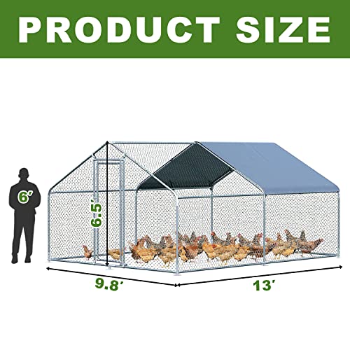 Belinova Large Metal Chicken Coops For 6/10 Chickens, Chicken Pen Walk-In, Duck House, Chicken Coup, Chicken Runs For Yard With Cover (13.0'L X 9.8'W X 6.5' H) #TOP1