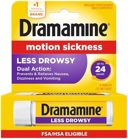 Dramamine Motion Sickness Less Drowsy, Travel Vial, Multicolor, 8...