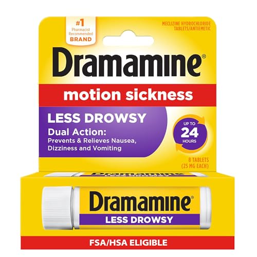 Dramamine Motion Sickness Less Drowsy, Travel Vial, Multicolor, 8...