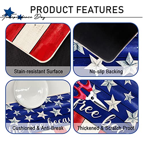 Tailus 4Th Of July God Bless America Patriotic Decorative Kitchen Rugs Set Of 2, American Stars Stripes Kitchen Mat Memorial Day Summer Floor Mat Usa Home Decorations 17X29 And 17X47 Inch #TOP3