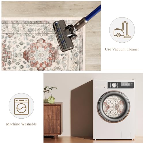 Pauwer Kitchen Mats for Floor 3 Piece Set Boho Non Slip Kitchen Rugs Washable Farmhouse Kitchen Floor Mats Thick Long Kitchen Throw Area Rug Carpet Runner for Hallway Entryway Laundry Bathroom, Ivory by Pauwer - Used condition - Image 5