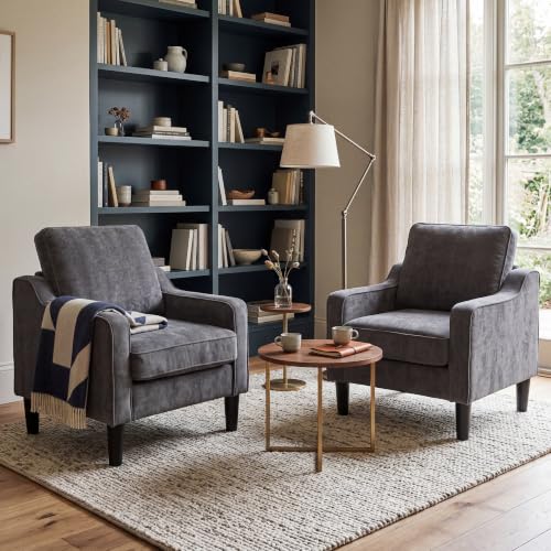 Image of STHOUYN Dark Grey Accent Chairs, Comfy Arm Chairs for Living Room, Office