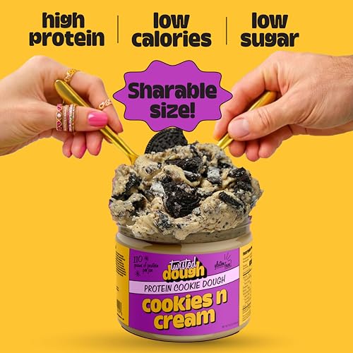 Image of Twisted Dough Protein Cookie Dough, Cookies and Cream Flavor, 2 Pack, 100g Protein, Healthy Snacks, Gluten Free Edible Cookie Snack, High Protein Low Carb & Low Sugar Dessert for Kids & Adults, Keto Friendly