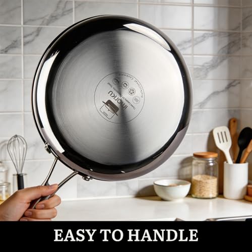 Image of imarku 14-Piece Tri-Ply Hammered Stainless Steel Cookware Set | Multifunctional 14pc Pots and Pans with Steamer | Non-Toxic No-Coating Nonstick | Induction & Oven-Safe up to 500F