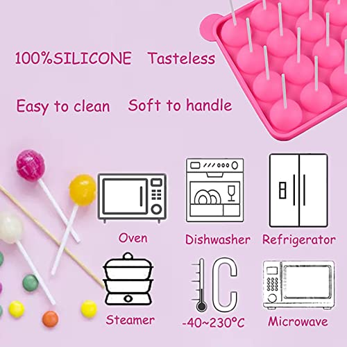 Cake Pop Maker Set - Silicone Lollipop Mold With Lollipop Sticks, Measuring Cup, Treat Bags, Twist Ties, Decorating Pen With 4 Piping Tips, Round Mold For Lollipop, Candy, Jelly, Ice And Chocolate #TOP5
